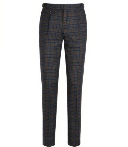Classic Grey Checkered Slim-Fit Tweed Trousers