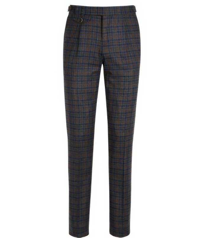 Classic Grey Checkered Slim-Fit Tweed Trousers