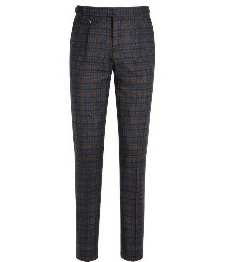 Classic Grey Checkered Slim-Fit Tweed Trousers