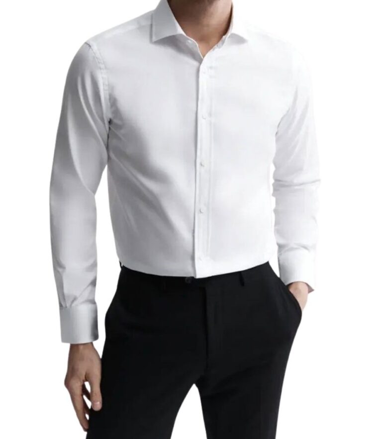 White Cutaway Collar Cotton Shirt