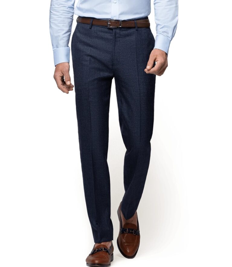 Dark Blue Windowpane Slim-Fit Trousers