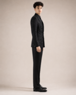 Black Micro-Dot Double-Breasted Suit - Image 4