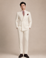 Ivory Double-Breasted Peak Lapel Suit - Image 2