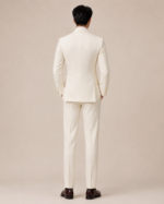 Ivory Double-Breasted Peak Lapel Suit - Image 3