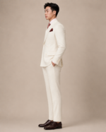 Ivory Double-Breasted Peak Lapel Suit - Image 4