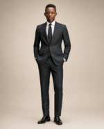 Dark Grey Solid Worsted Suit - Image 2