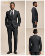 Dark Grey Solid Worsted Suit