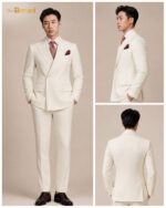 Ivory Double-Breasted Peak Lapel Suit