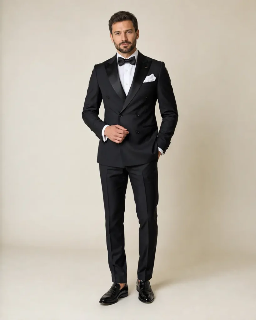 Black Double-Breasted Tuxedo Suit
