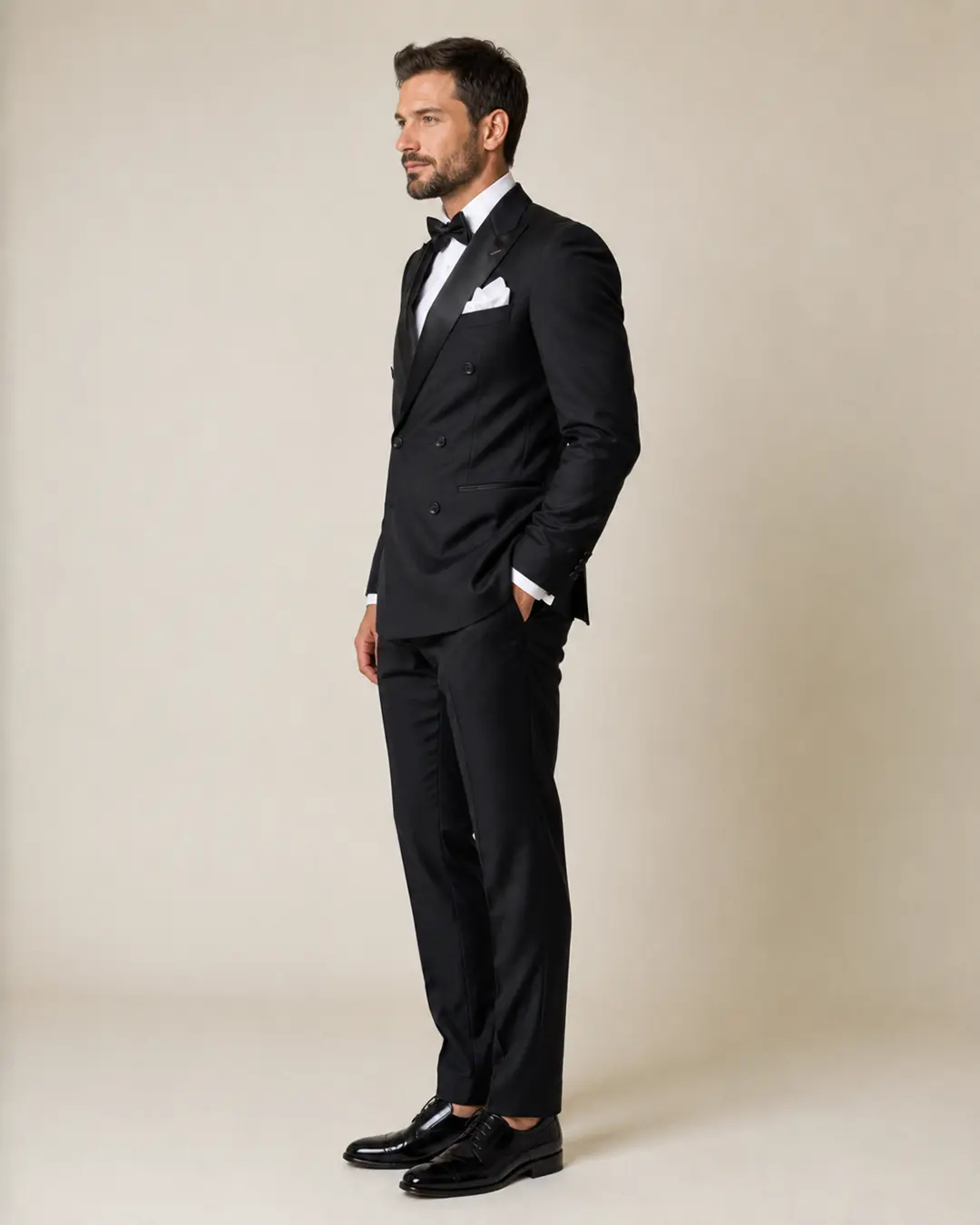 Black Double-Breasted Tuxedo Suit