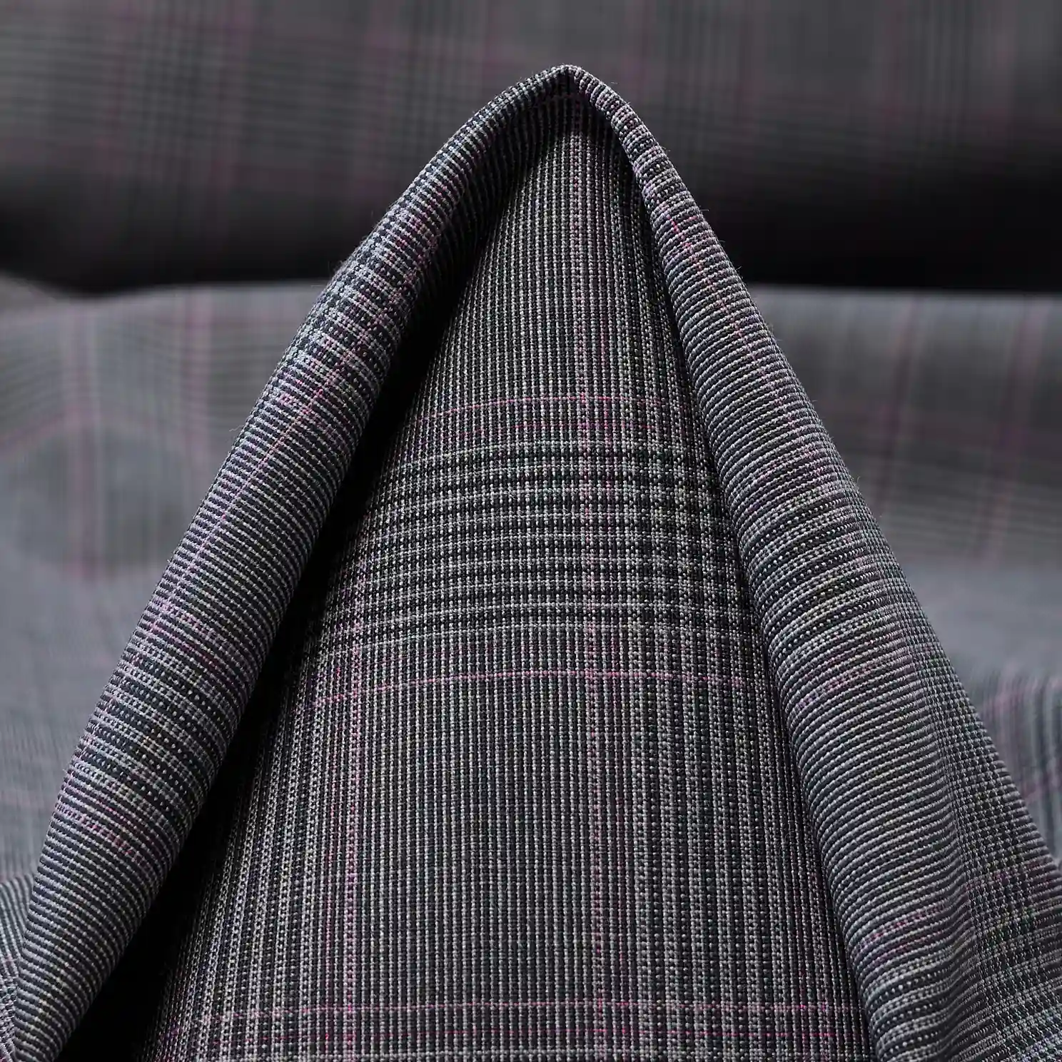 Charcoal Grey with Burgundy Check Wool
