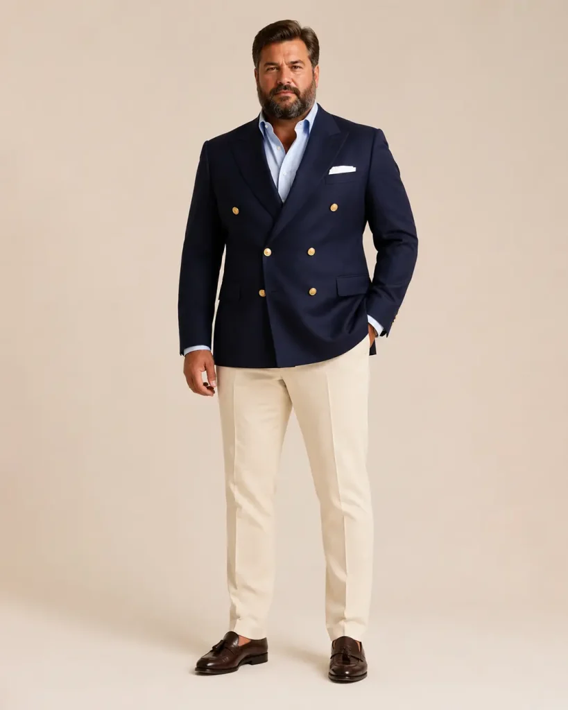 Navy Blue Double-Breasted Blazer