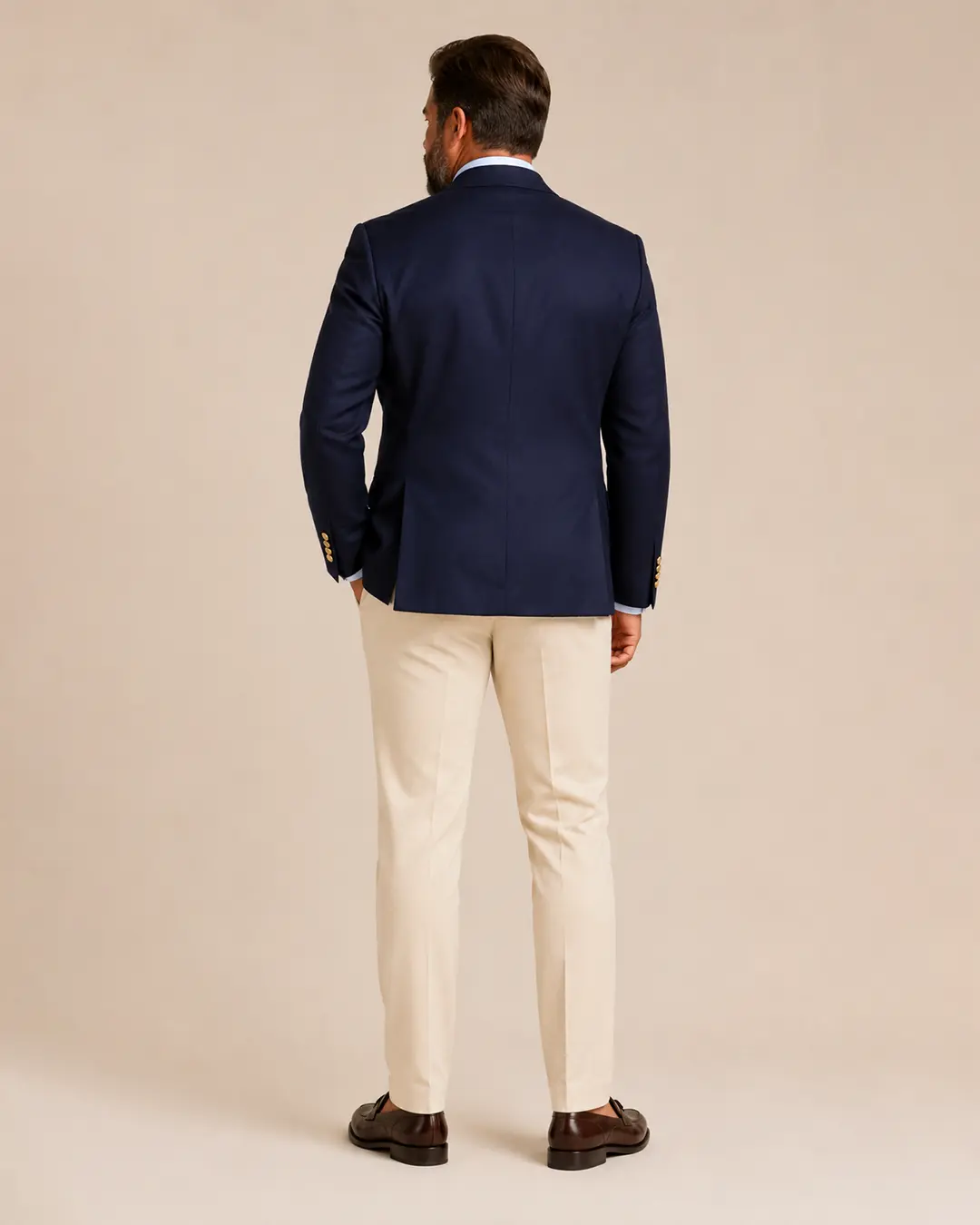 Navy Blue Double-Breasted Blazer