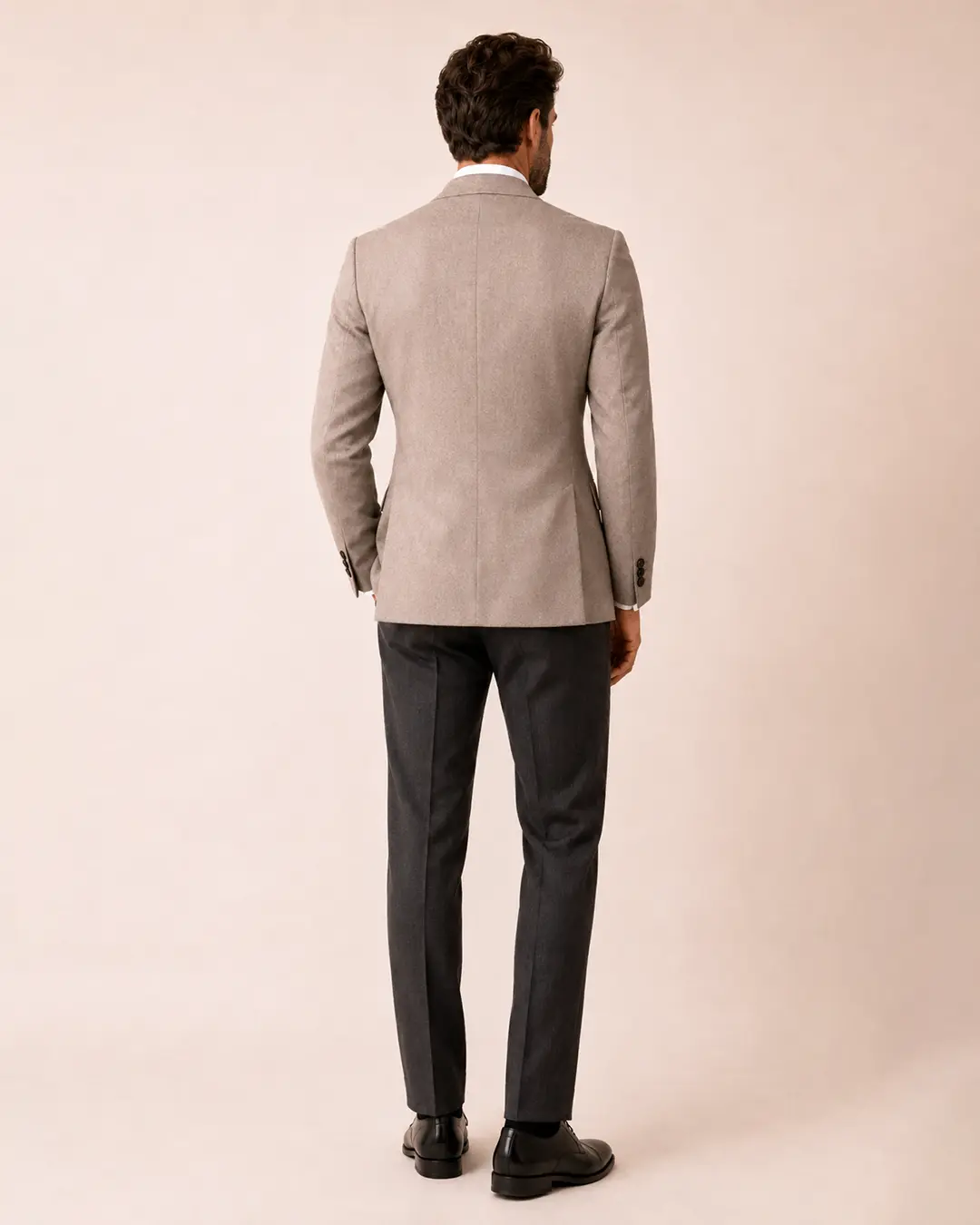 Taupe Beige Double-Breasted Blazer