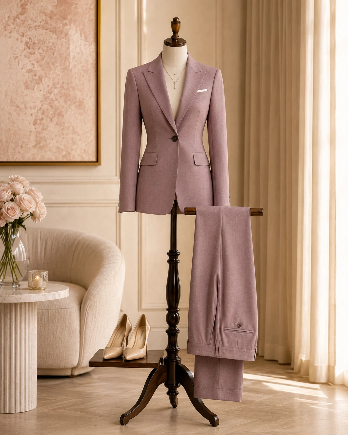 Bespoke suit on display — starting price THB 6000
