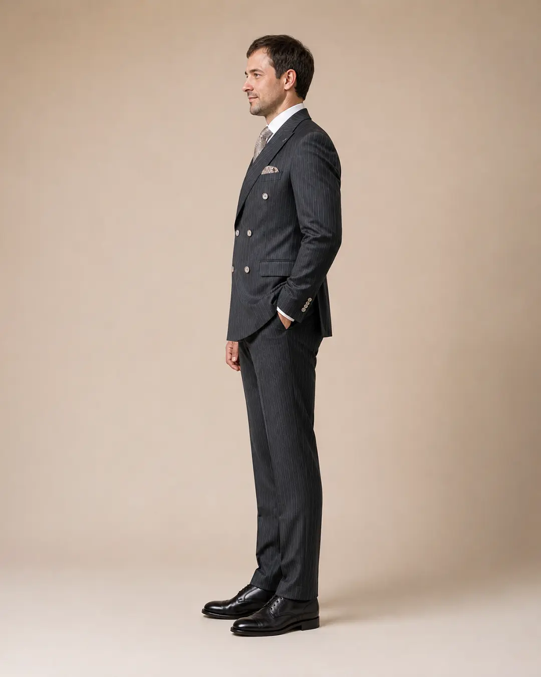 Charcoal Pinstripe Double-Breasted Suit