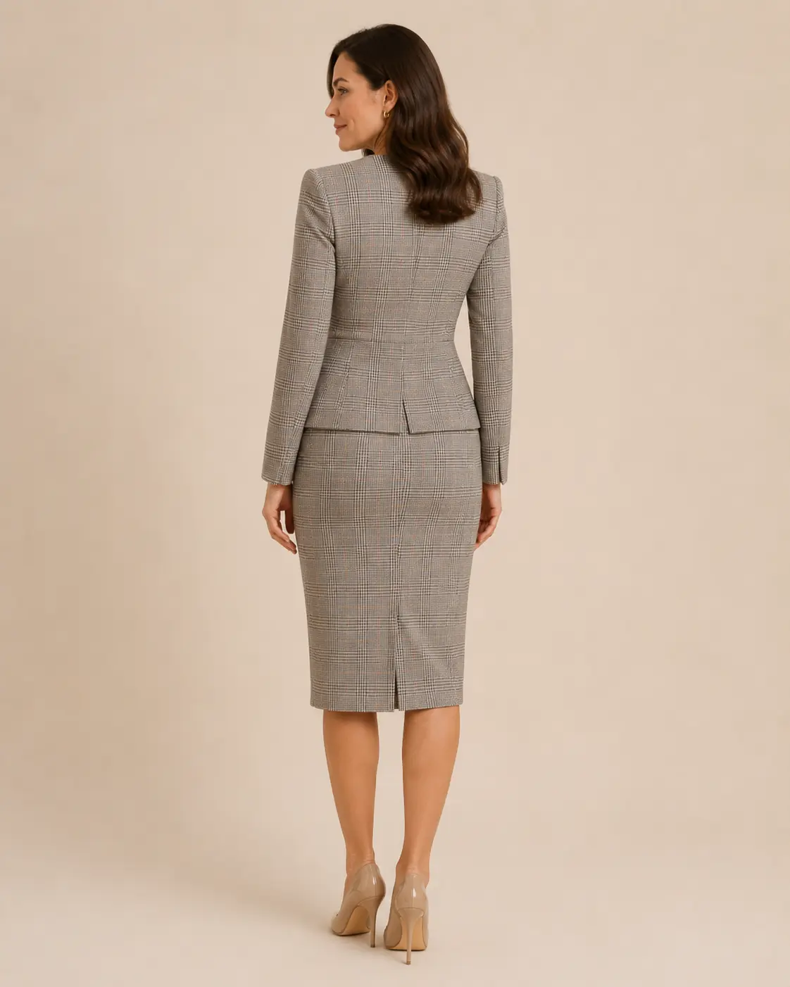 Grey Glen Plaid Skirt Suit