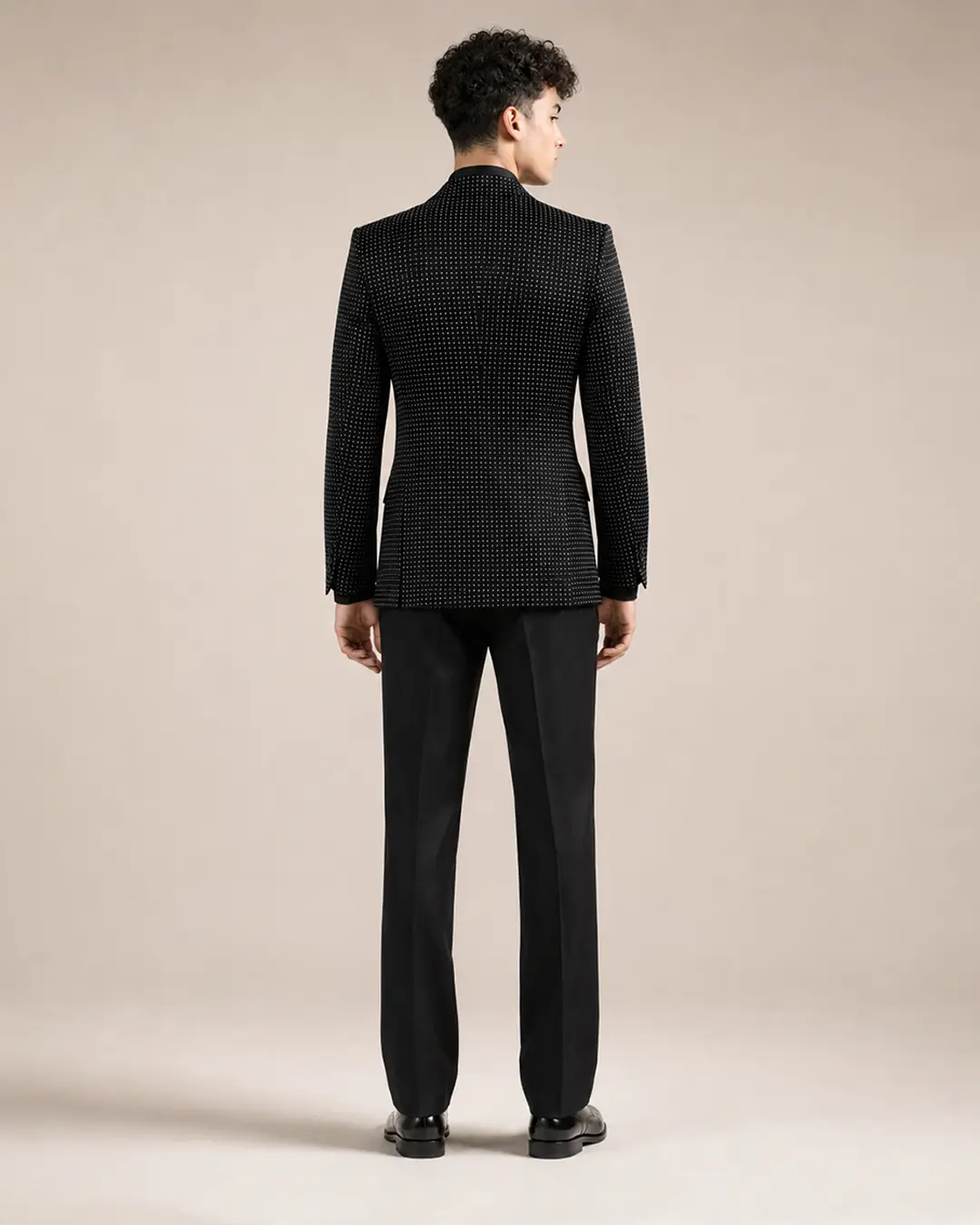 Black Dotted Double-Breasted Suit