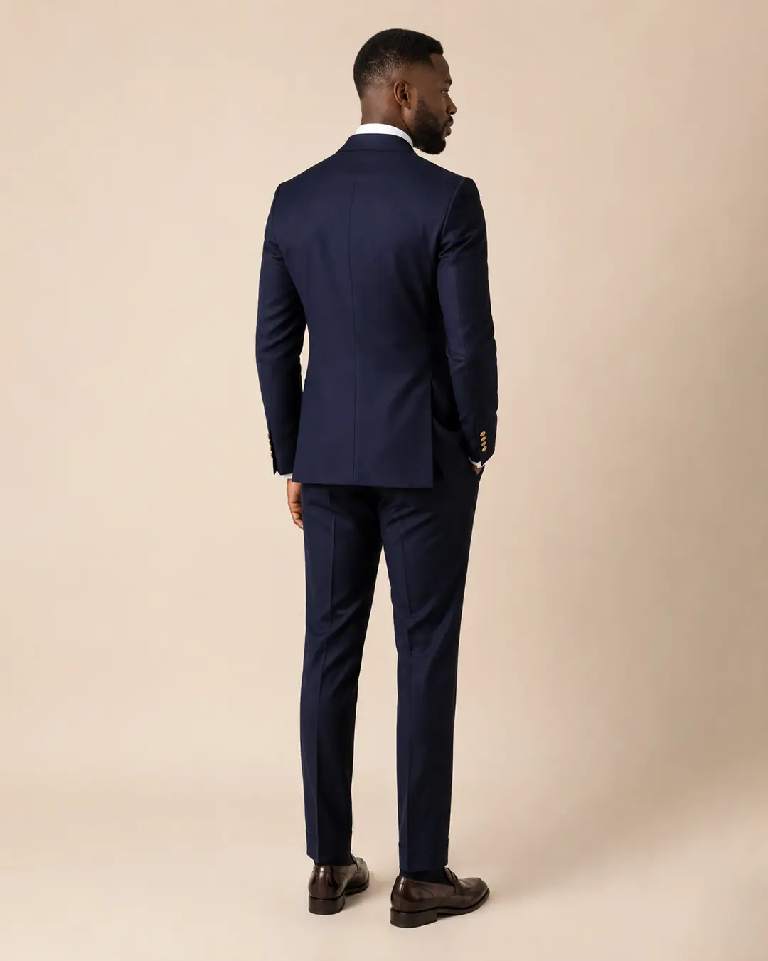 Navy Double-Breasted Suit with Gold Buttons