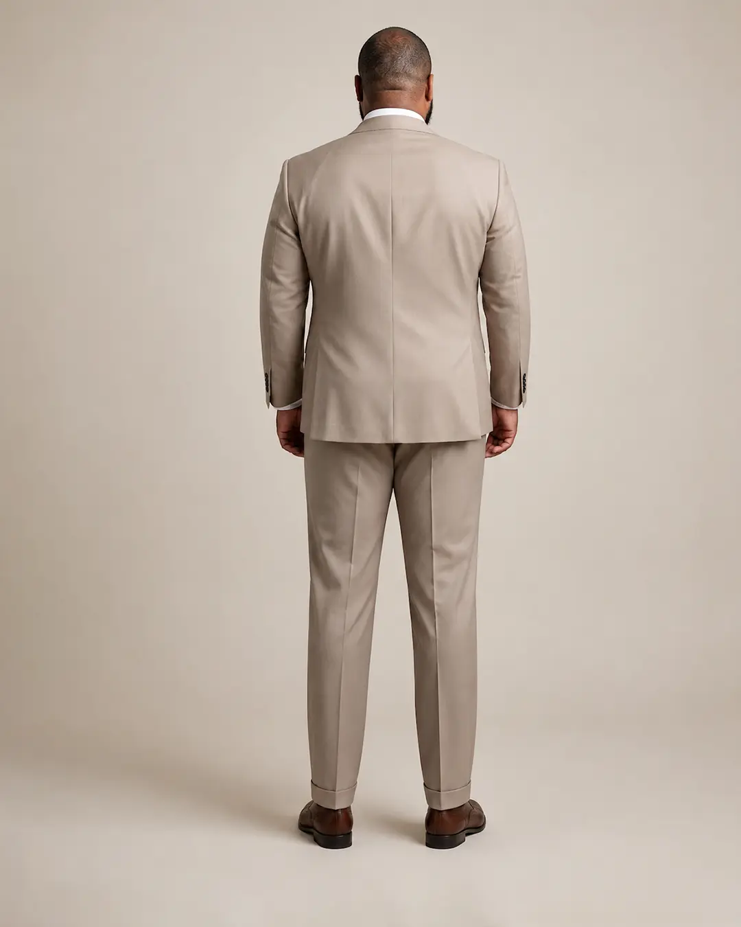 Beige Double-Breasted Suit