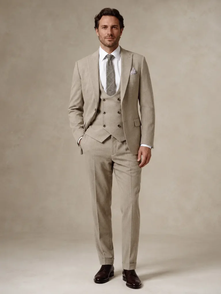 Beige Three-Piece Suit