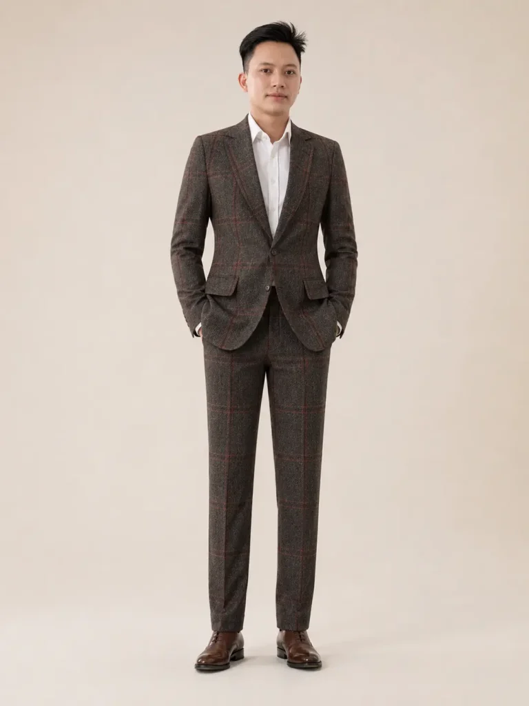Brown Windowpane Tailored Suit