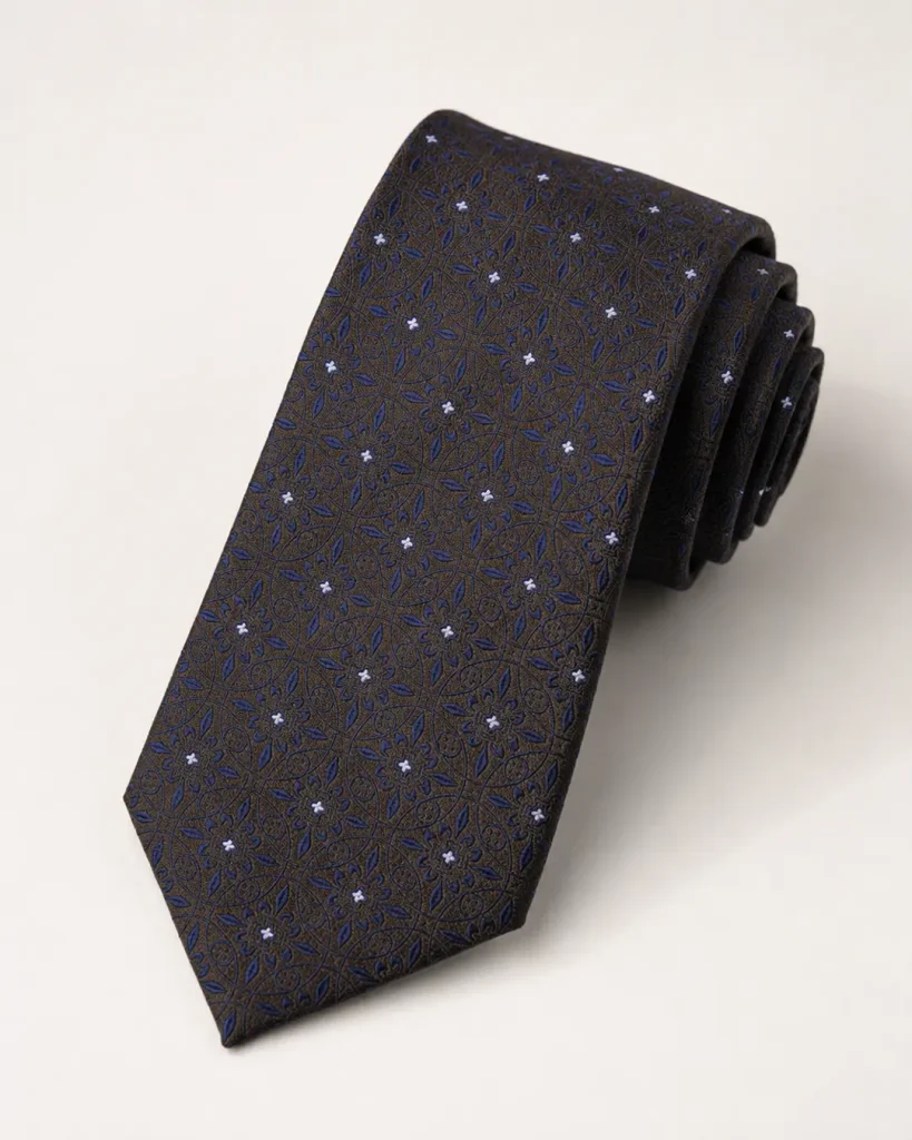 Charcoal Black Floral Pattern Tie