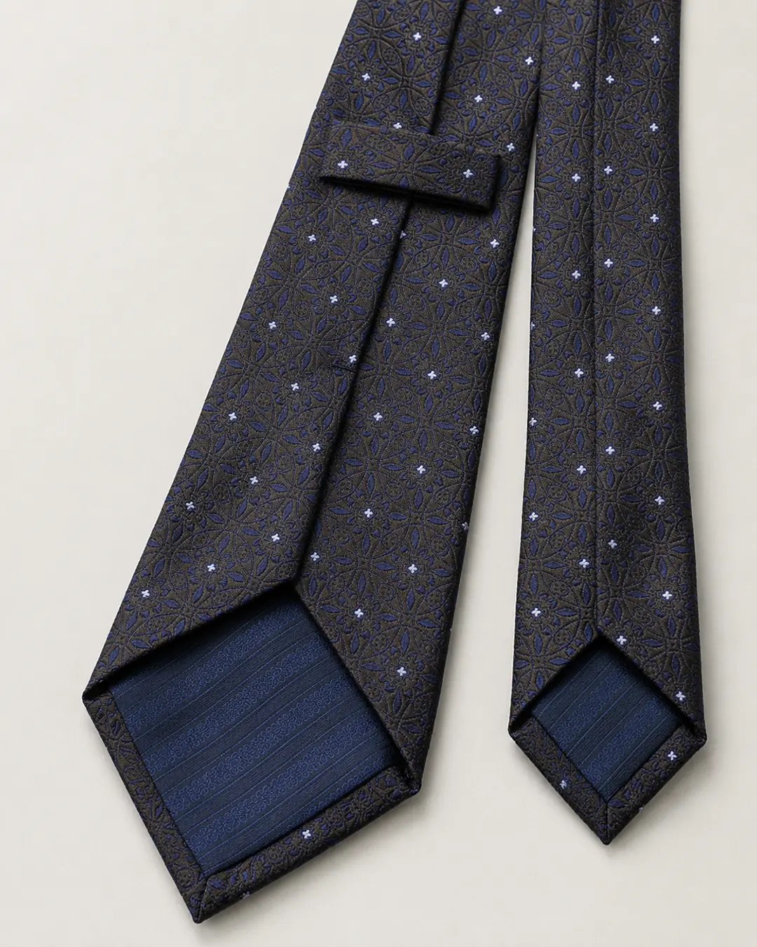 Charcoal Black Floral Pattern Tie