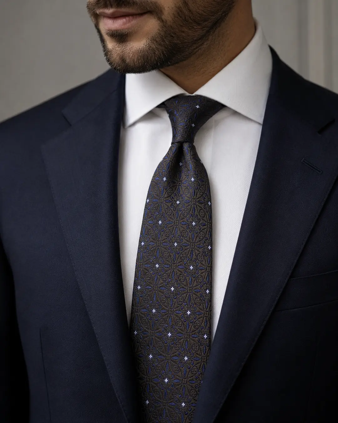 Charcoal Black Floral Pattern Tie