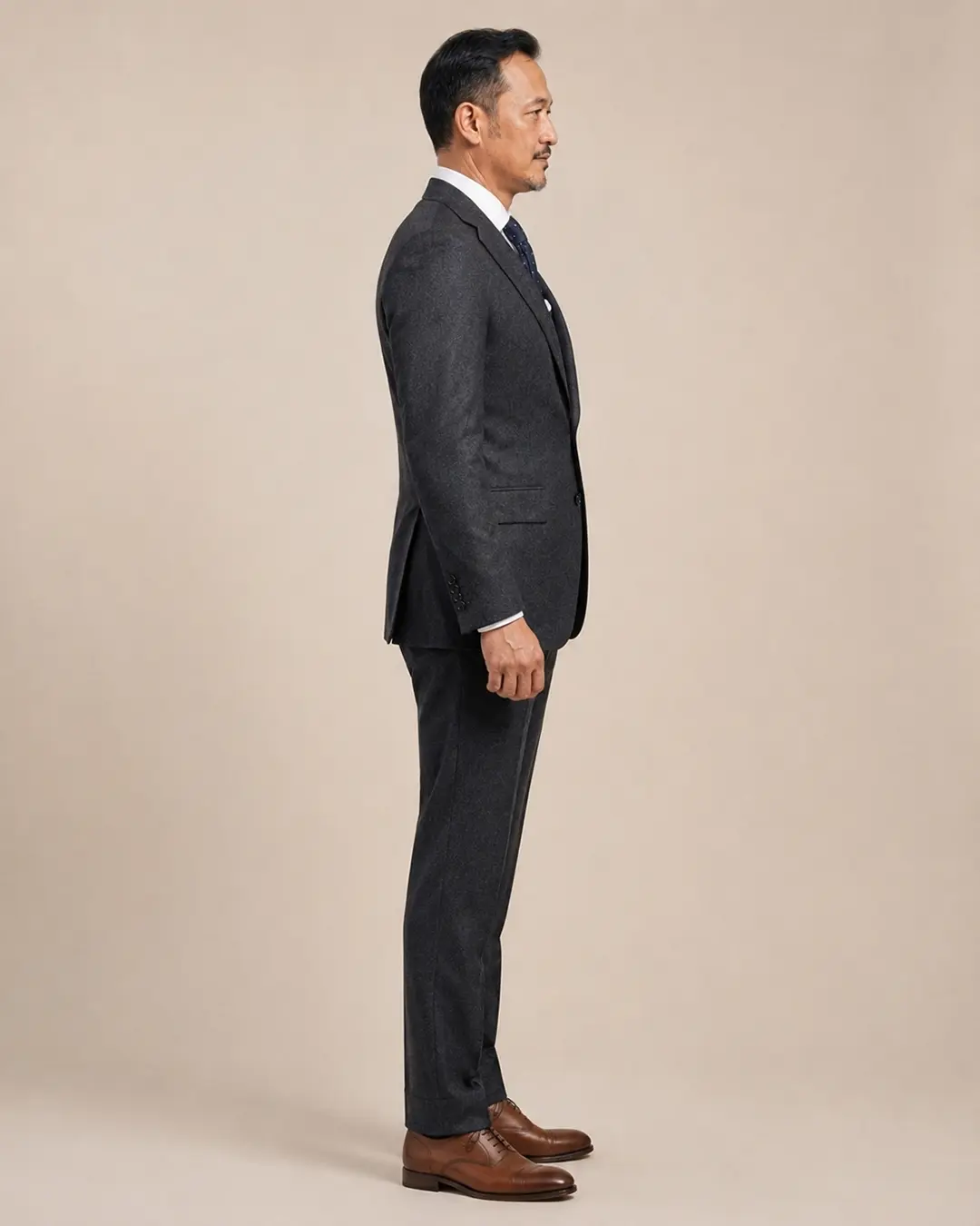 Charcoal Grey Textured Single-Breasted Suit