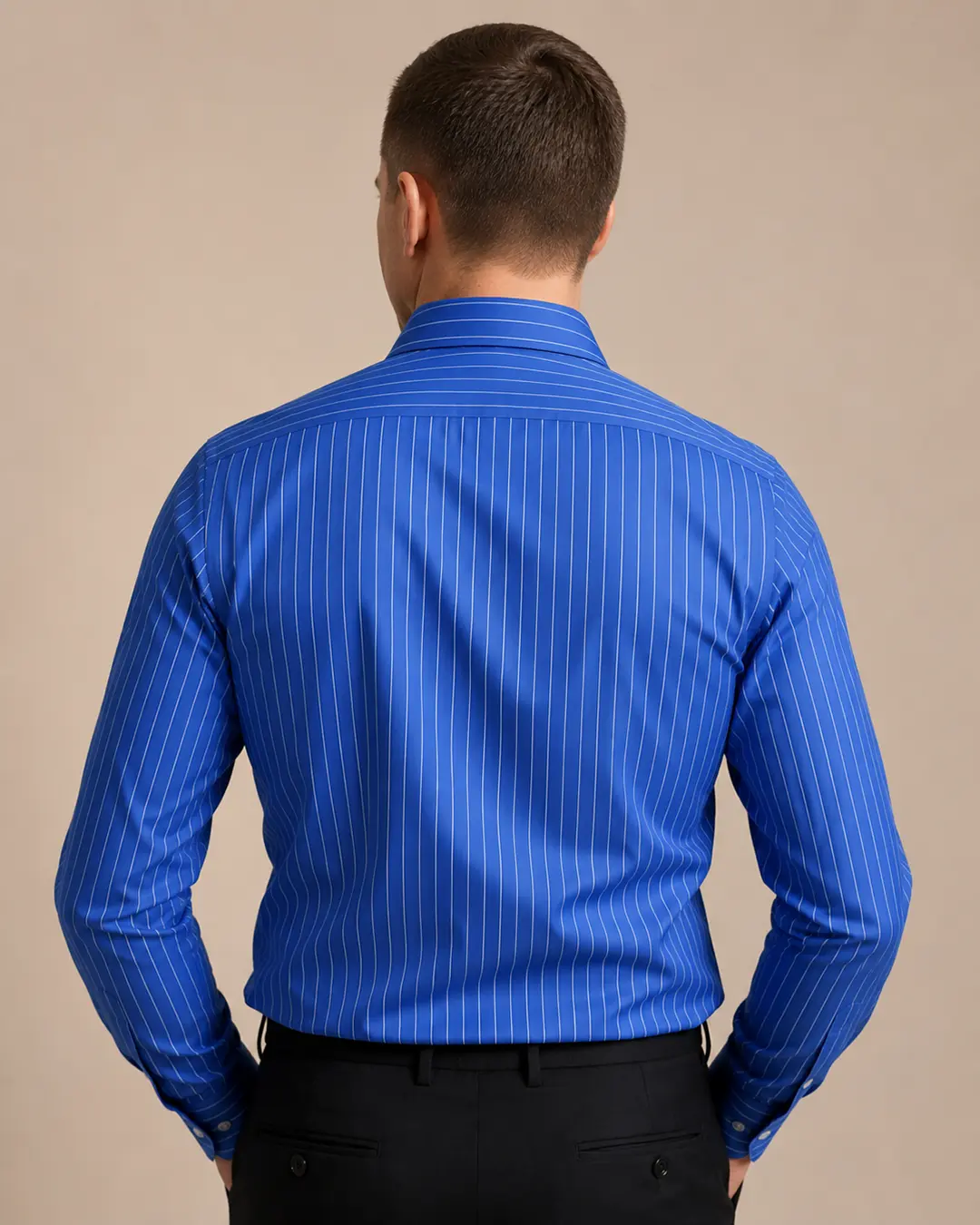 Royal Blue Pinstripe Dress Shirt