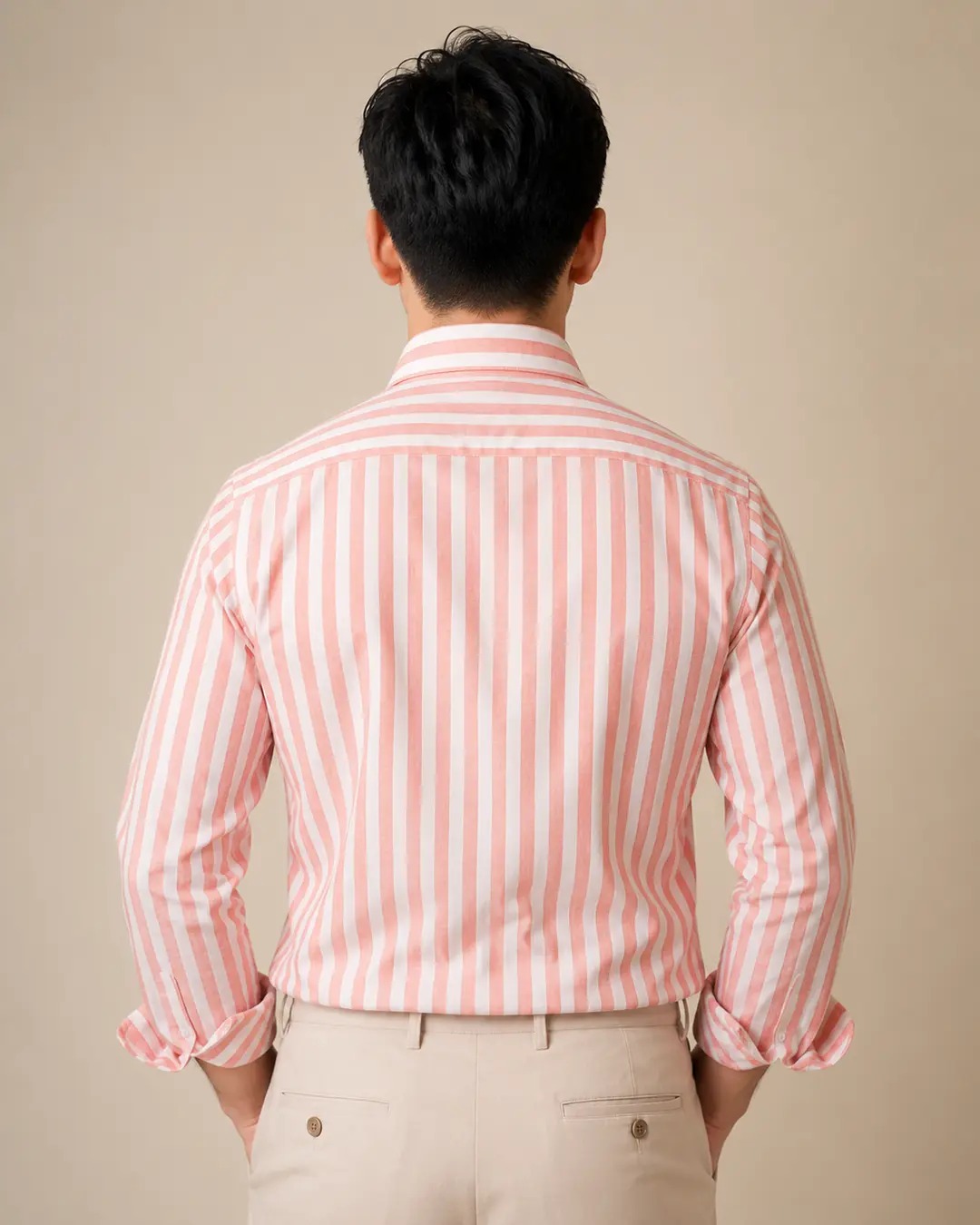 Coral Stripe Dress Shirt