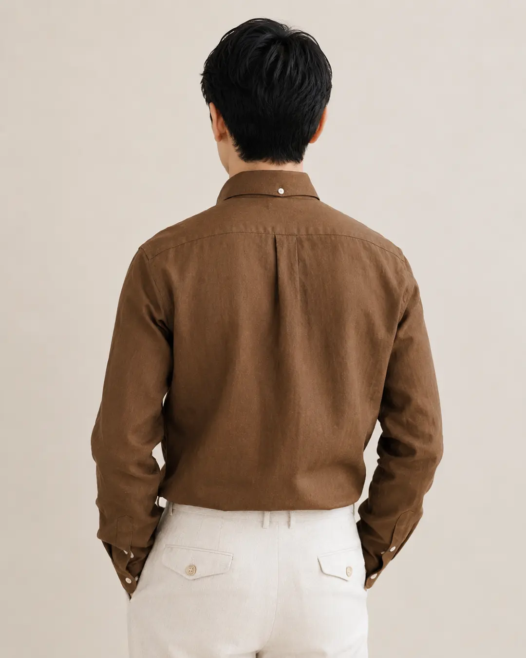 Brown Linen Dress Shirt