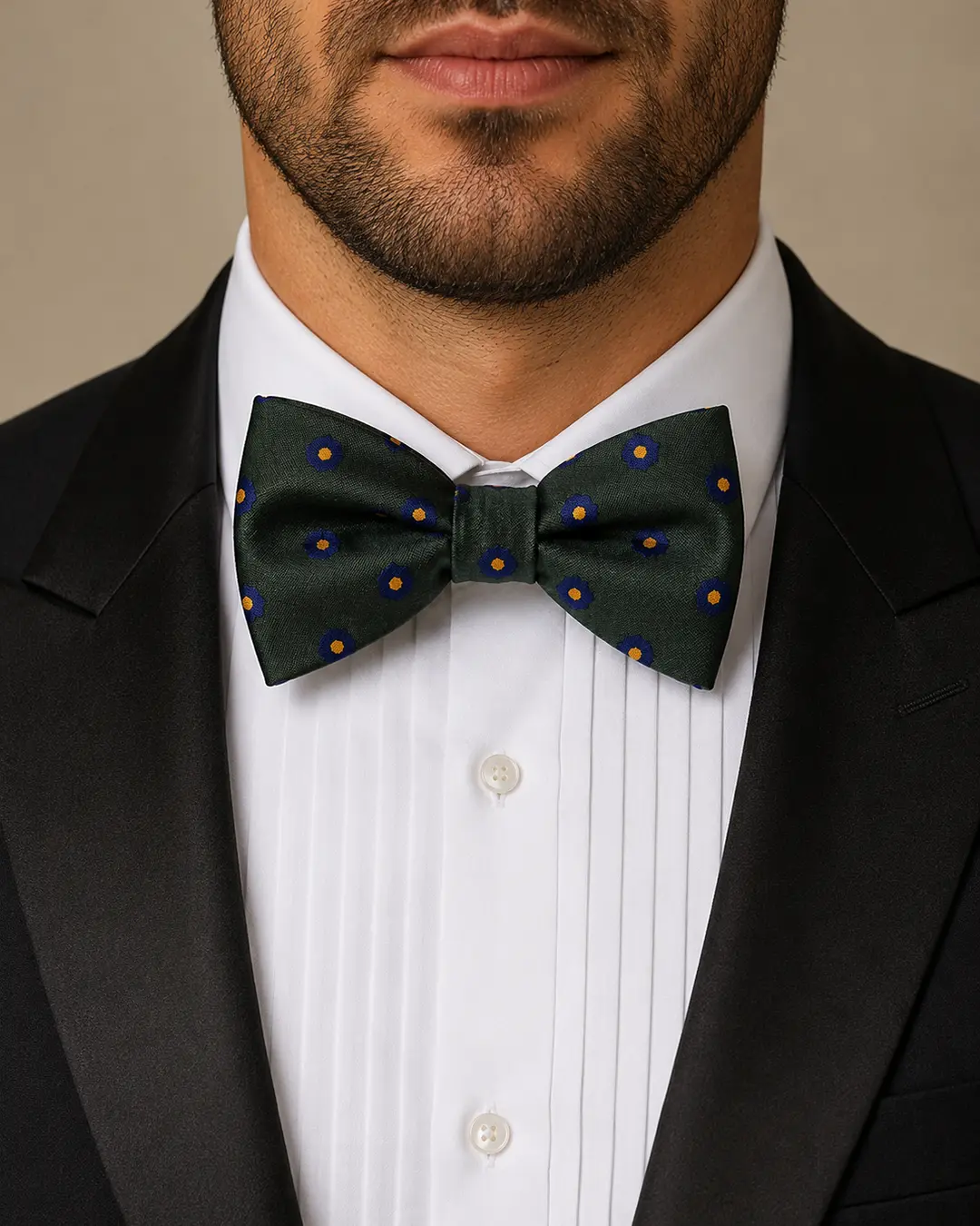 Forest Green Floral Pattern Bow Tie