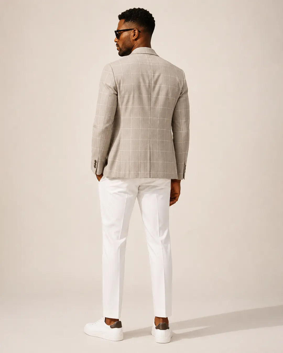 Light Taupe Windowpane Blazer