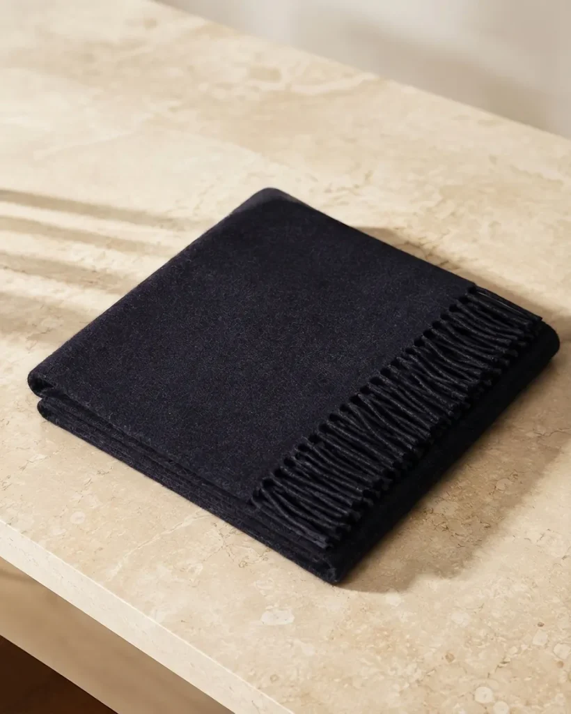 Navy Blue Classic Fringe Scarf
