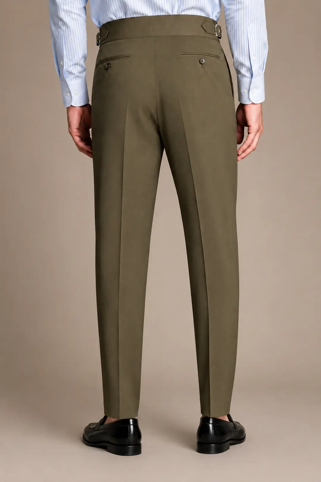 Olive Green High-Rise Side Adjuster Tailored Trousers