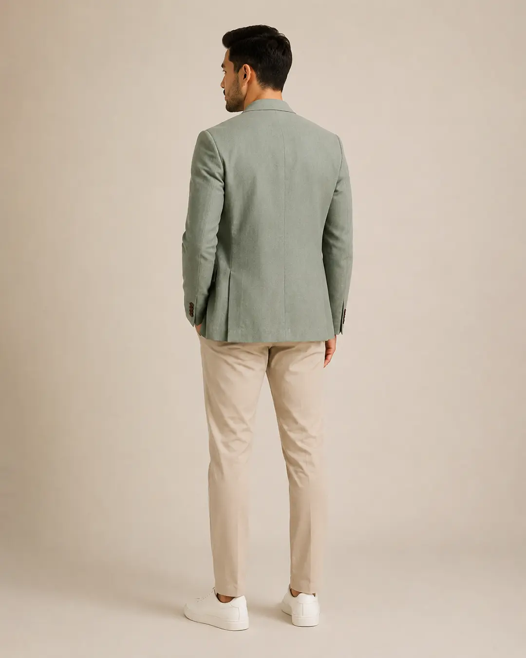 Sage Green Notch-Lapel Blazer