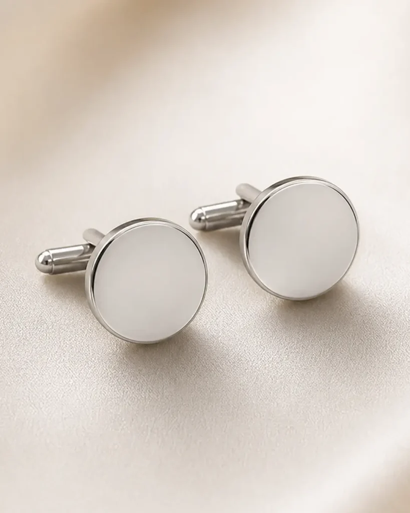 Silver Round Polished Cufflinks