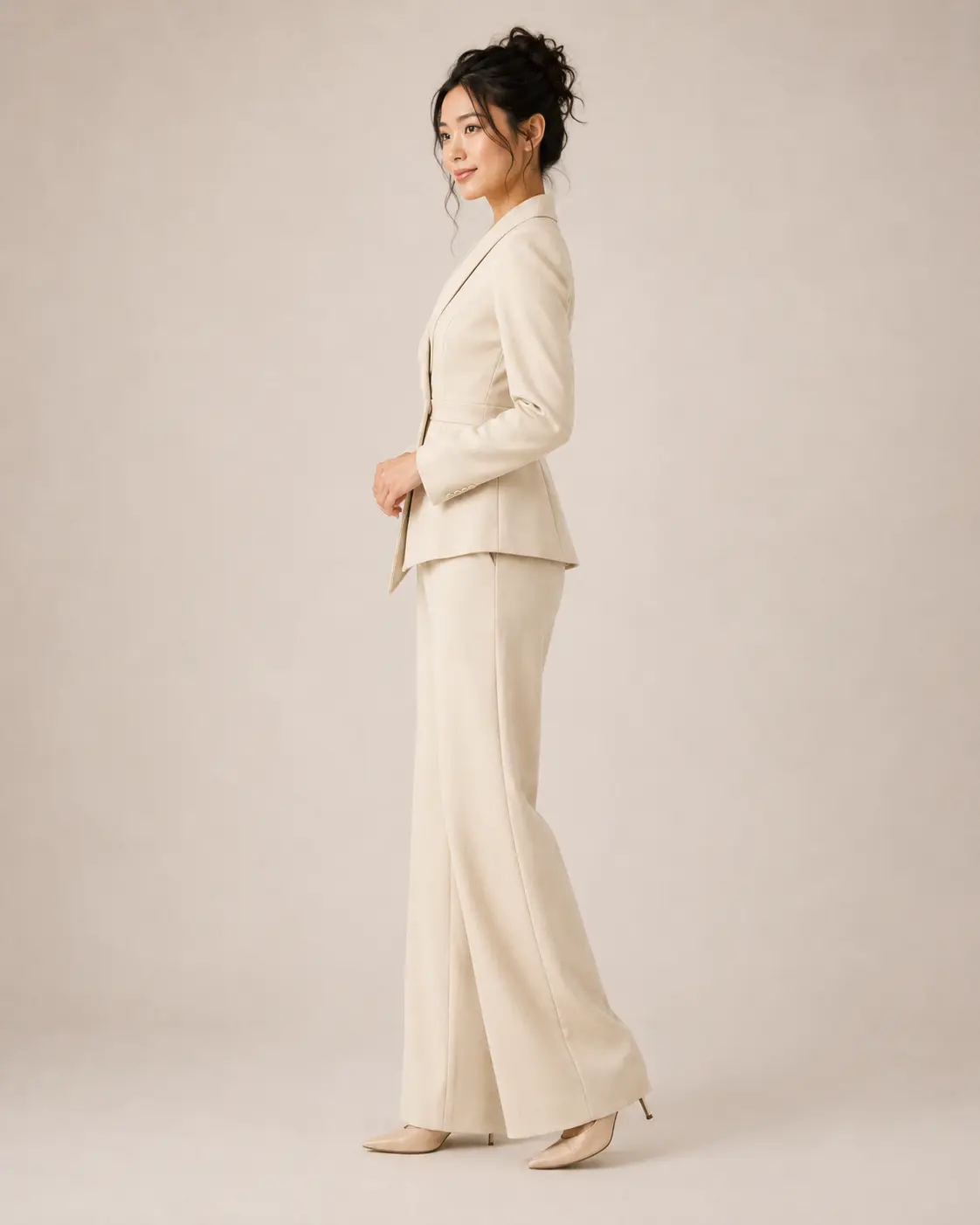 Ivory Asymmetric Peplum Blazer