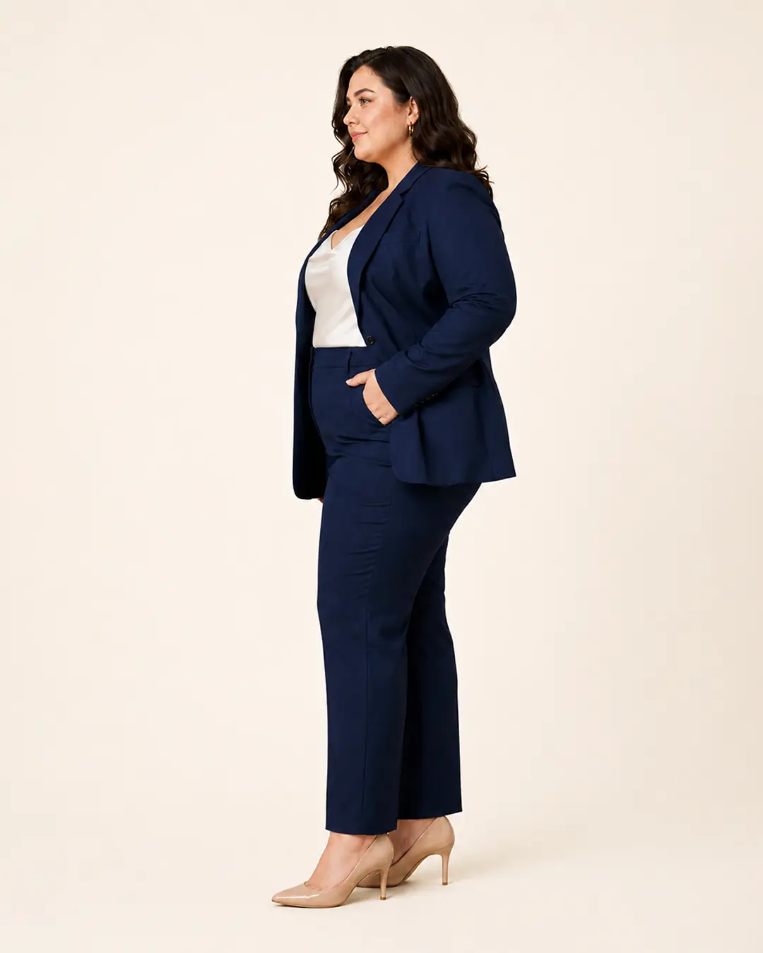 Navy Single-Breasted Tailored Blazer