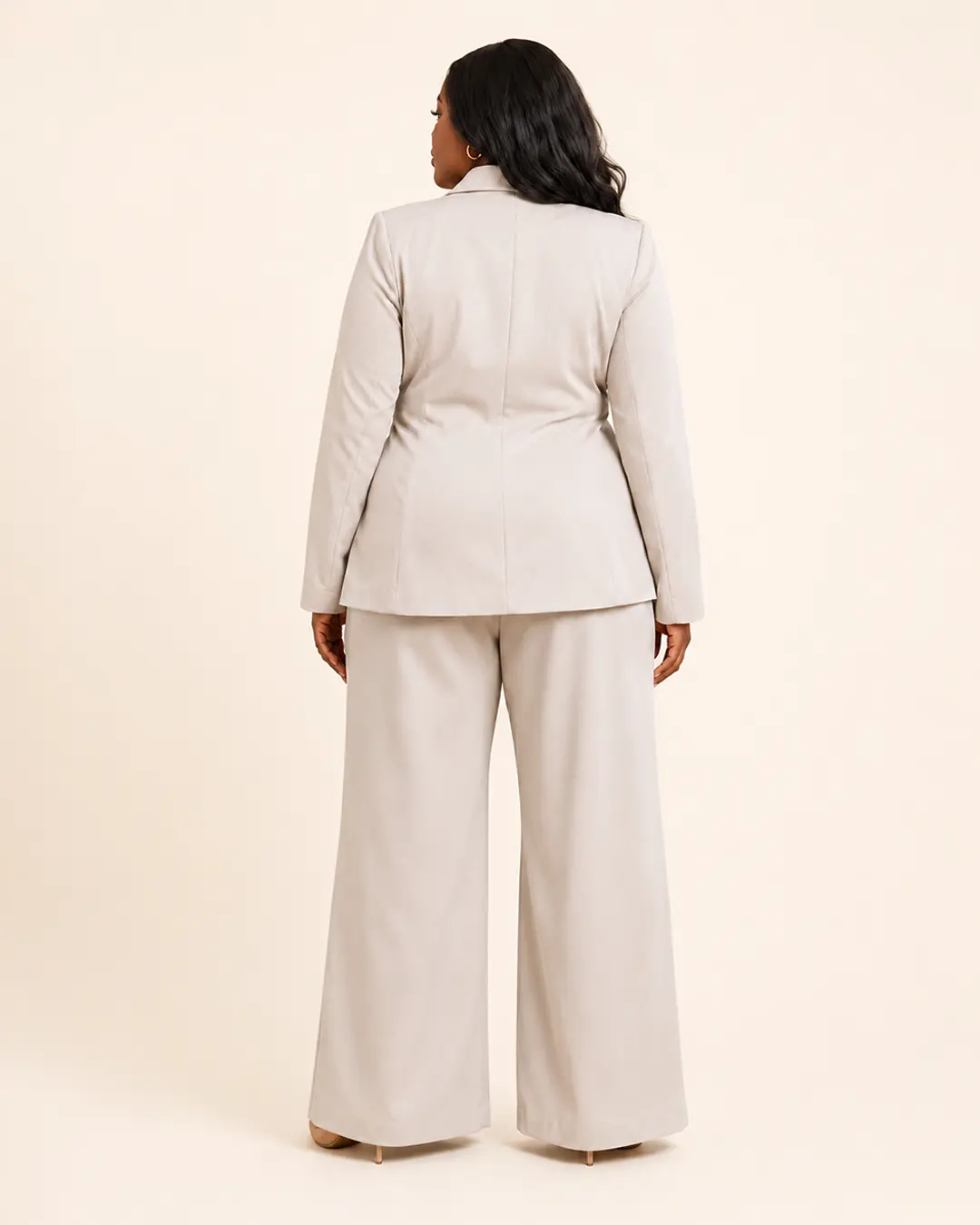 Ivory Double-Breasted Tailored Blazer