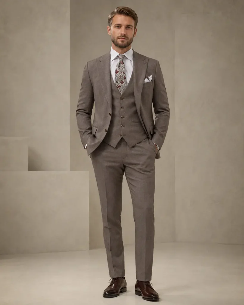 Taupe Three-Piece Suit