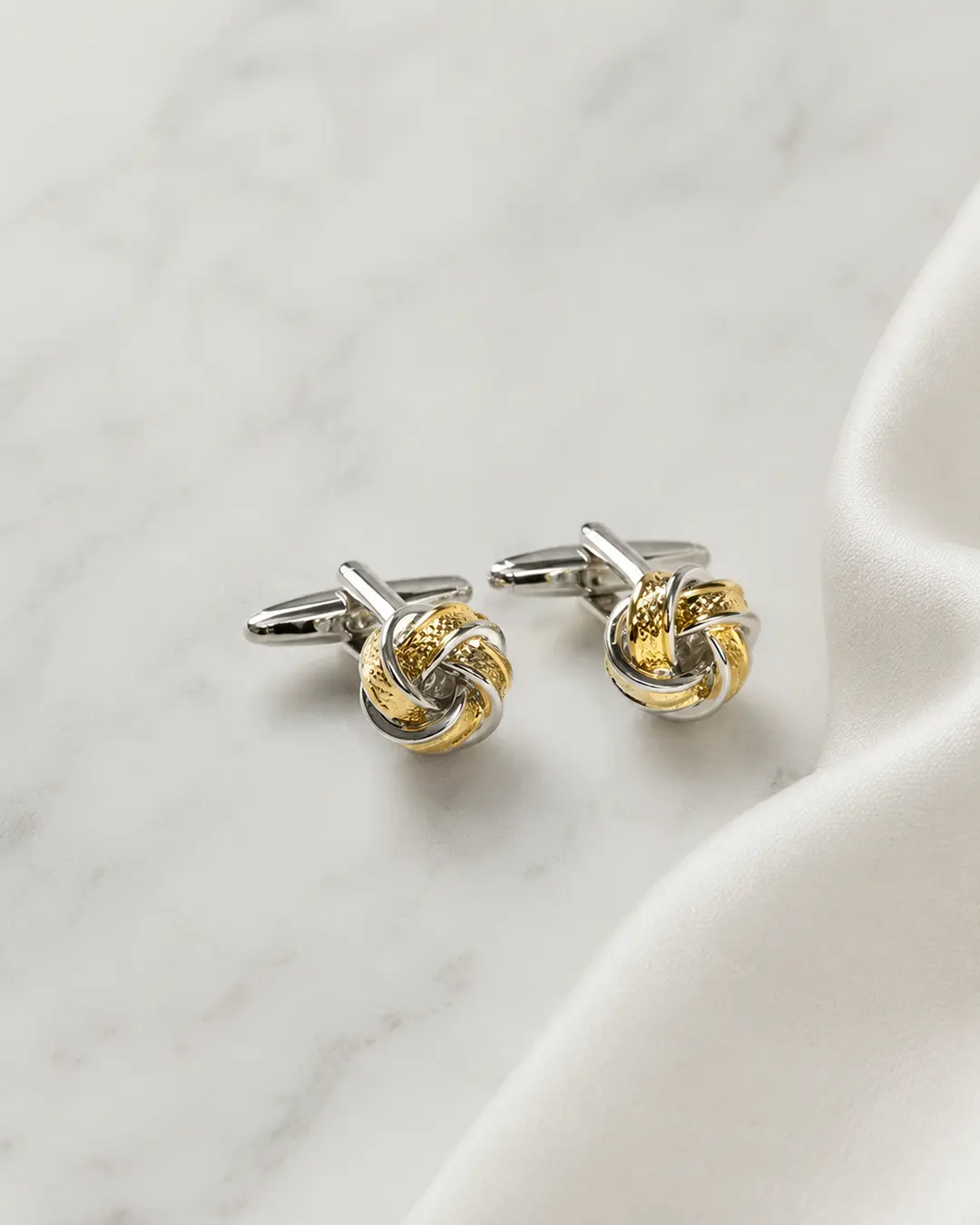 Two-Tone Gold & Silver Knot Cufflinks