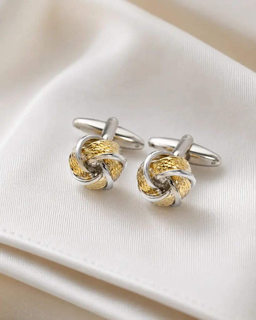 Two-Tone Gold & Silver Knot Cufflinks