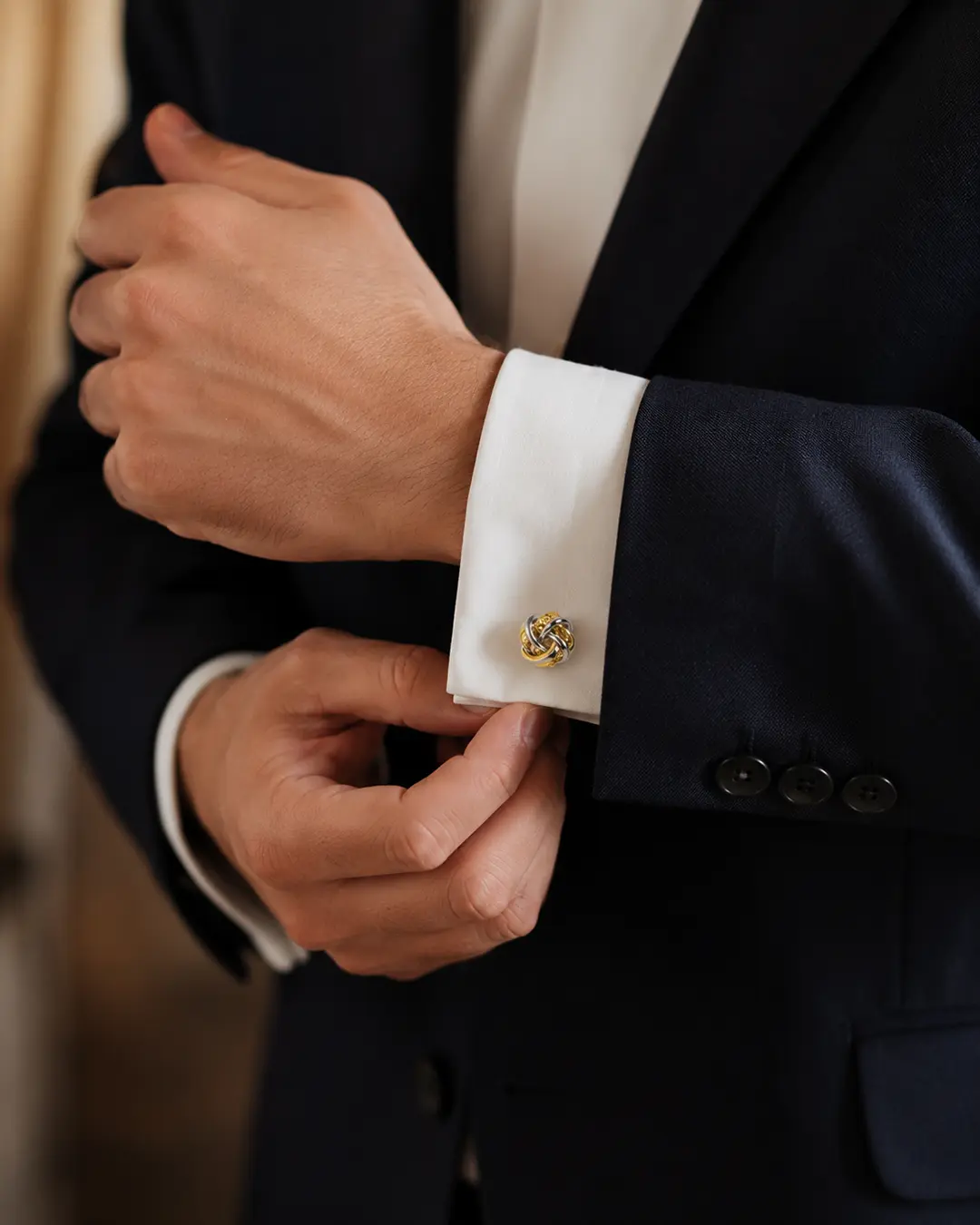 Two-Tone Gold & Silver Knot Cufflinks