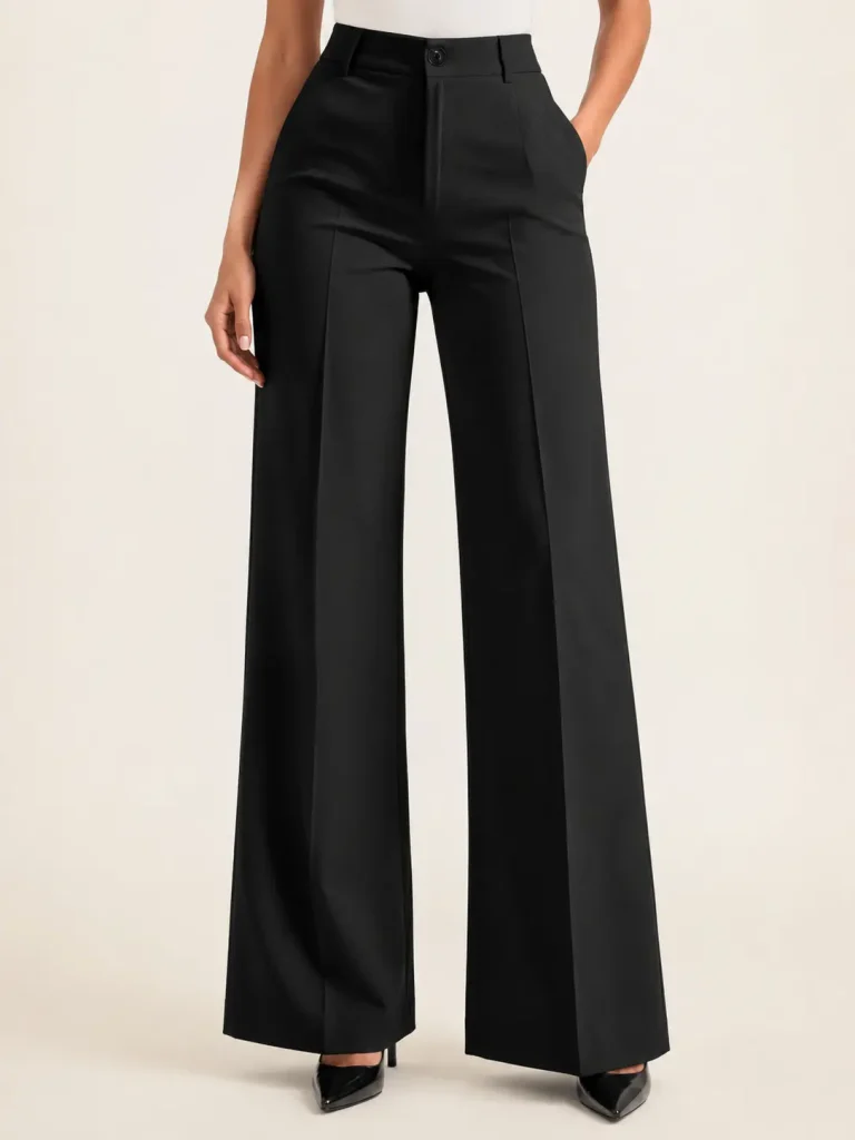 Black High-Waisted Wide-Leg Trousers