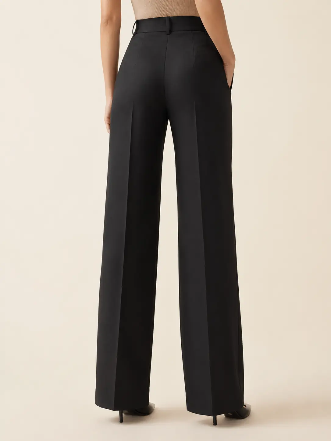 Black High-Waisted Wide-Leg Trousers