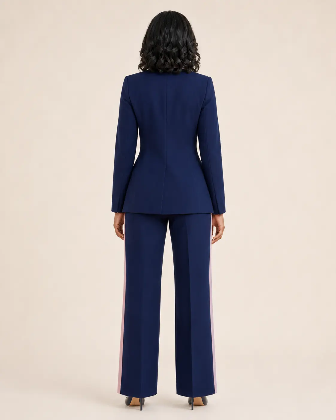 Navy & Blush Contrast Double-Breasted Suit