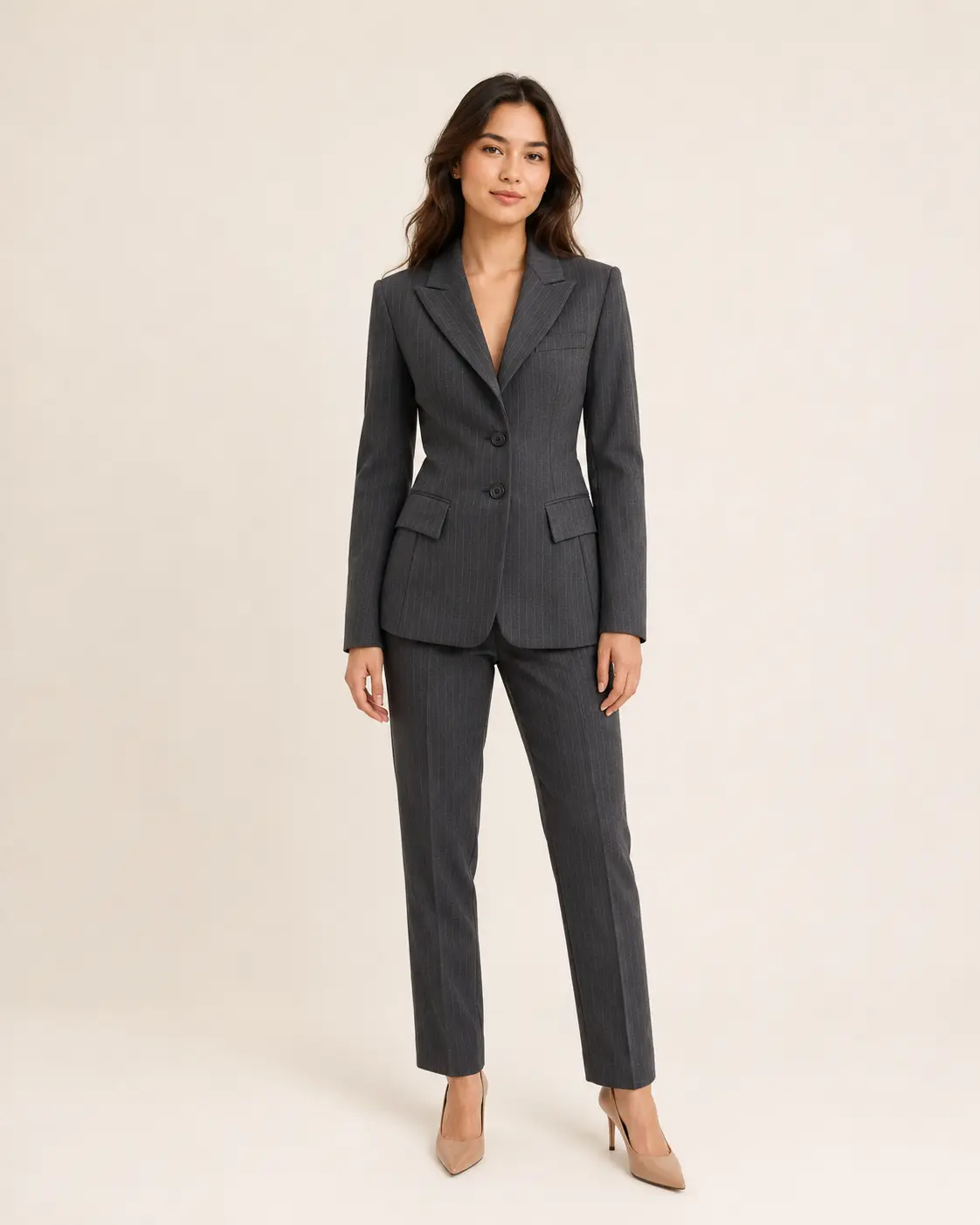 Charcoal Pinstripe Single-Breasted Suit